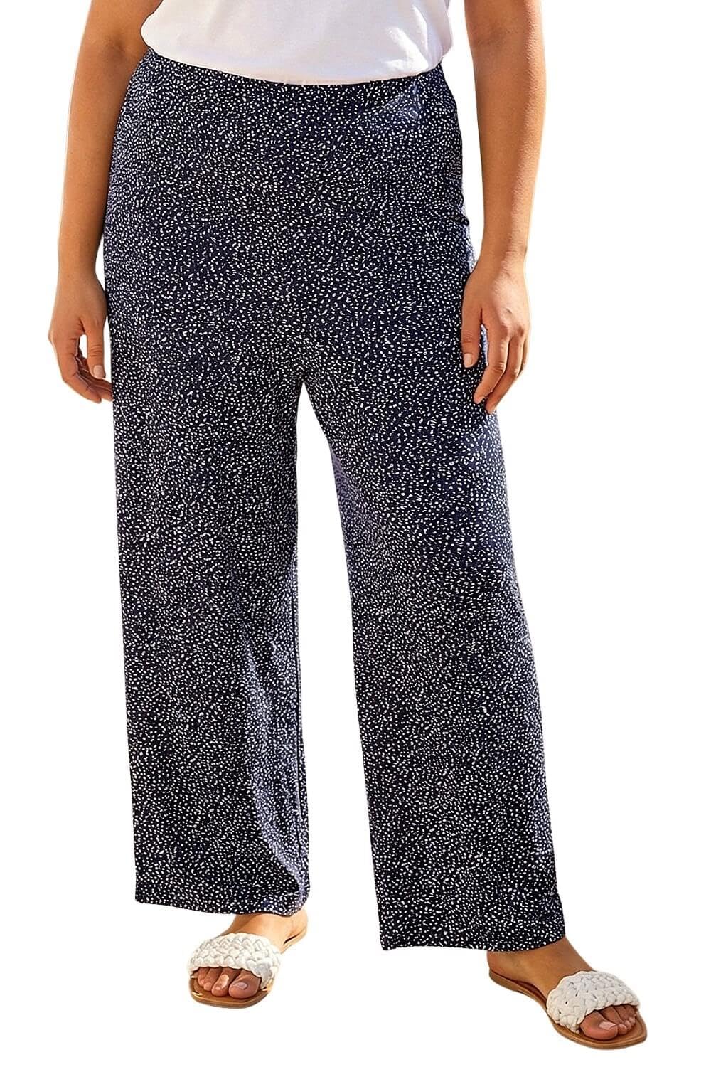 Roman Women's Black Curve Abstract Spot Print Palazzo Trouser In | Size: 20