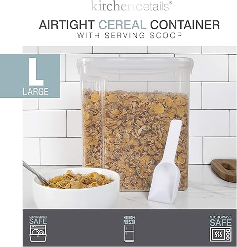 Miniatura 7 de Kitchen Details Recipiente de cereales con cuchara  Grande  Hermético  Lata de alimentos  Se mantiene fresca  Organizadores de almacenamiento de