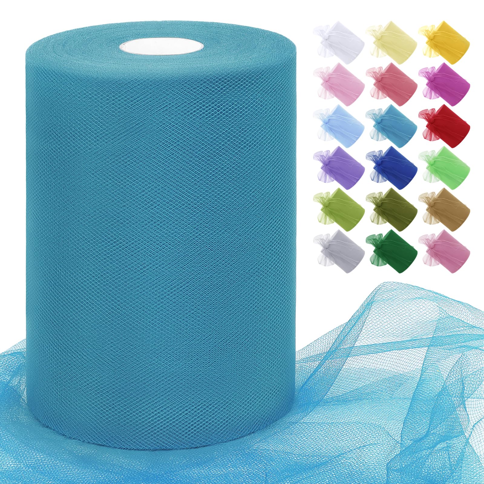 Uiopa Dark Lake Blue Tulle Fabric Roll 15cm x 91m Polyester Netting Fabric Mesh Tulle Ribbon for Tutu Skirts, Gift Wrapping, Birthday/Party/Wedding Decoration, DIY Projects