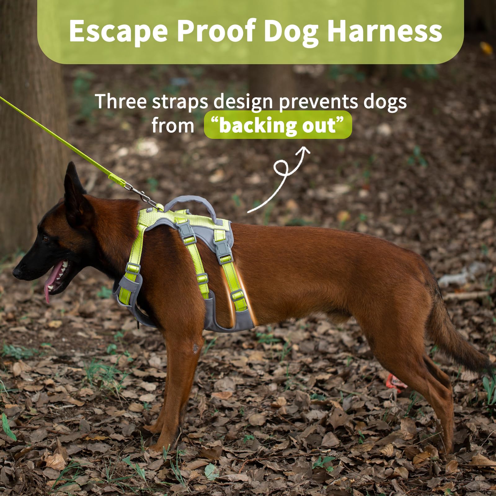 Huntboo Escape Proof Dog Harness Medium, Anti-Pull Dog Harness with Handle, Breathable, Adjustable, Reflective Dog Harnesses - Image 2