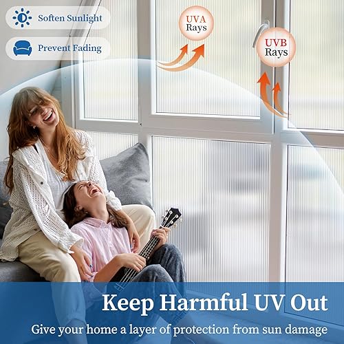 Miniatura 3 de FEOMOS Película de vidrio esmerilado, película de privacidad para ventana, calcomanías decorativas de ventana, calcomanías de vidrio 3D para