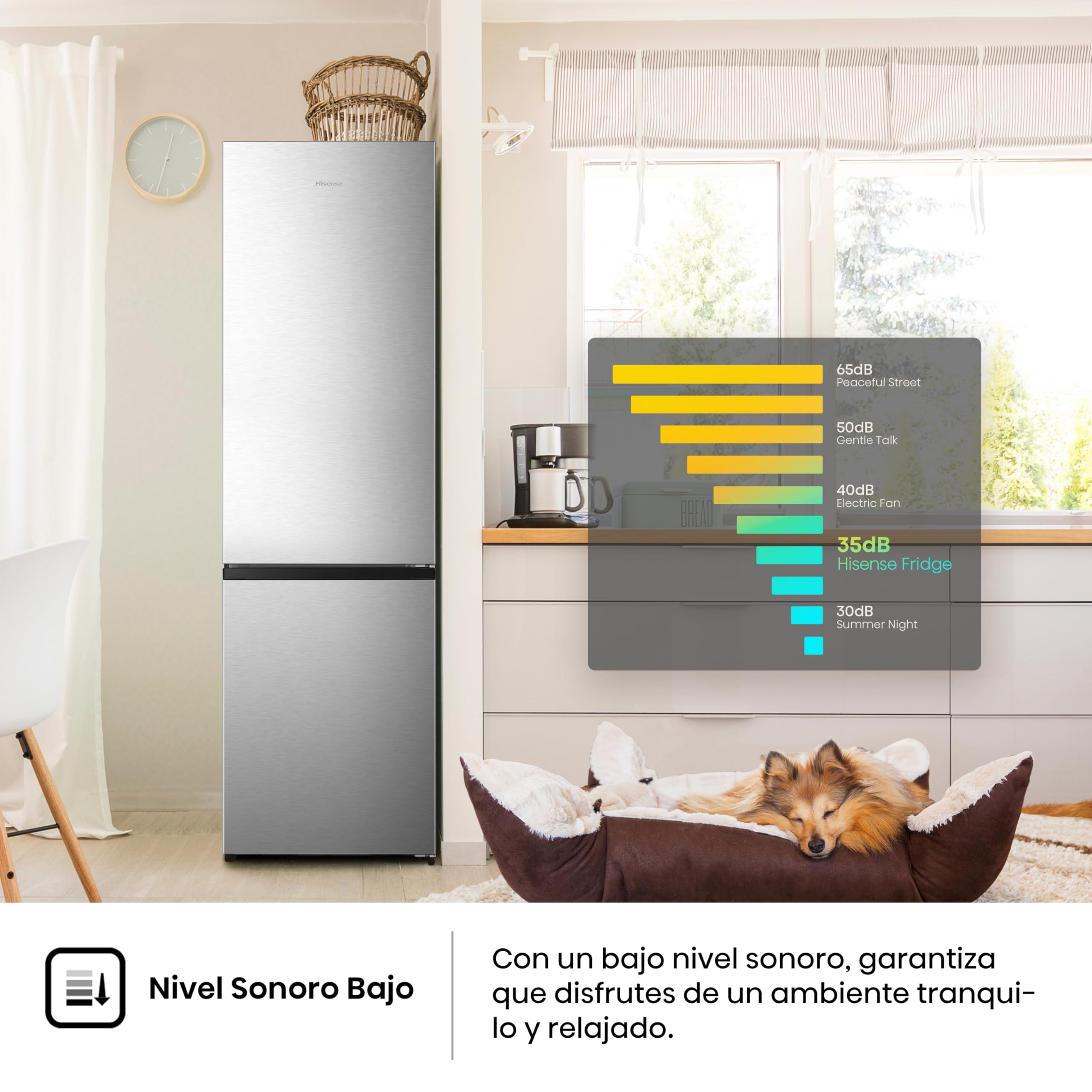Hisense RB440N4ACA - Frigorífico Combi, Eficiente Clase A, Capacidad 336 L, Multi-air Flow, Micro Vents Cooling, Congelamiento Rápido, Total No Frost, Puerta Reversible, Color Inox