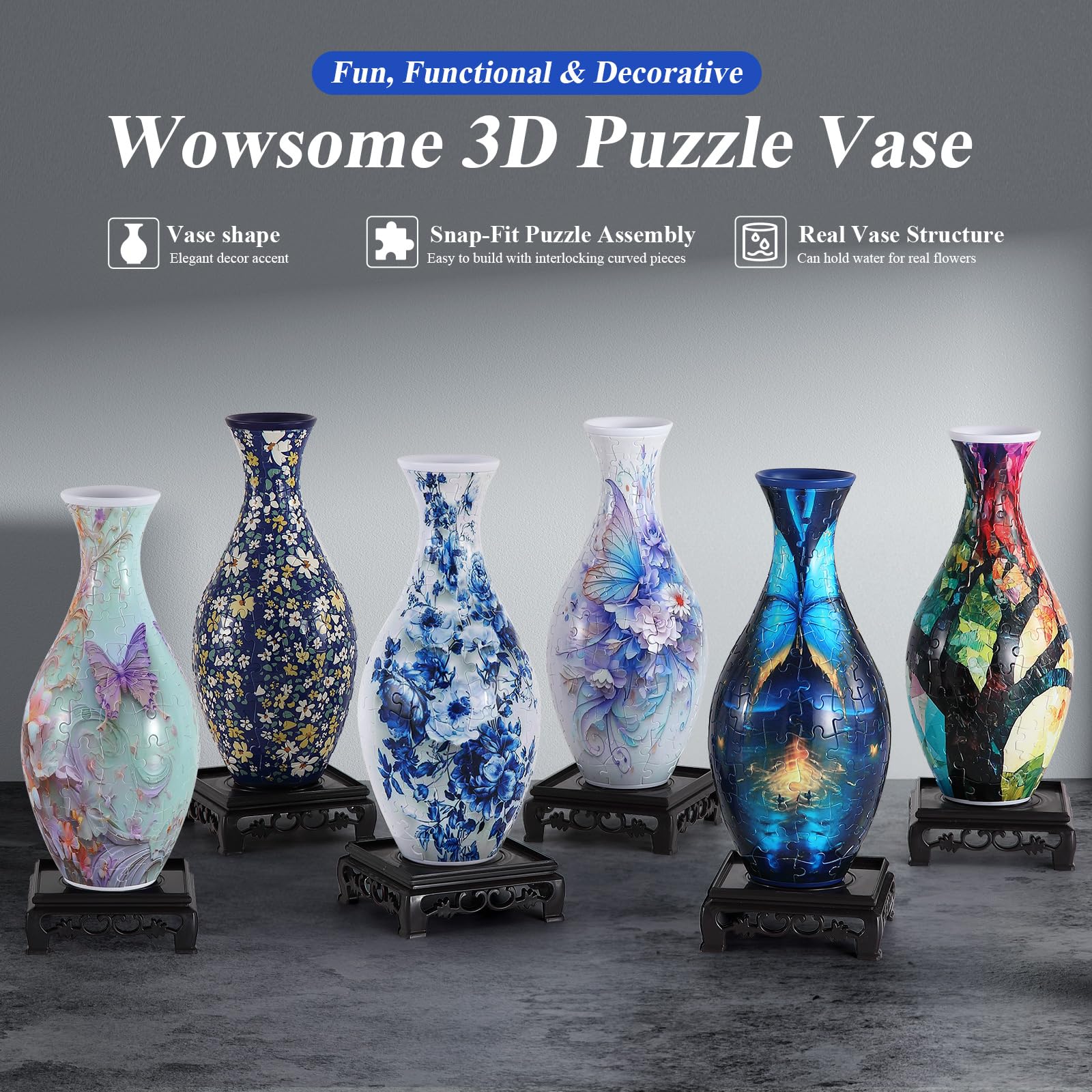 Amazon.com: wowsome 3D Puzzle Vase for Adults, Jigsaw Puzzle Vase