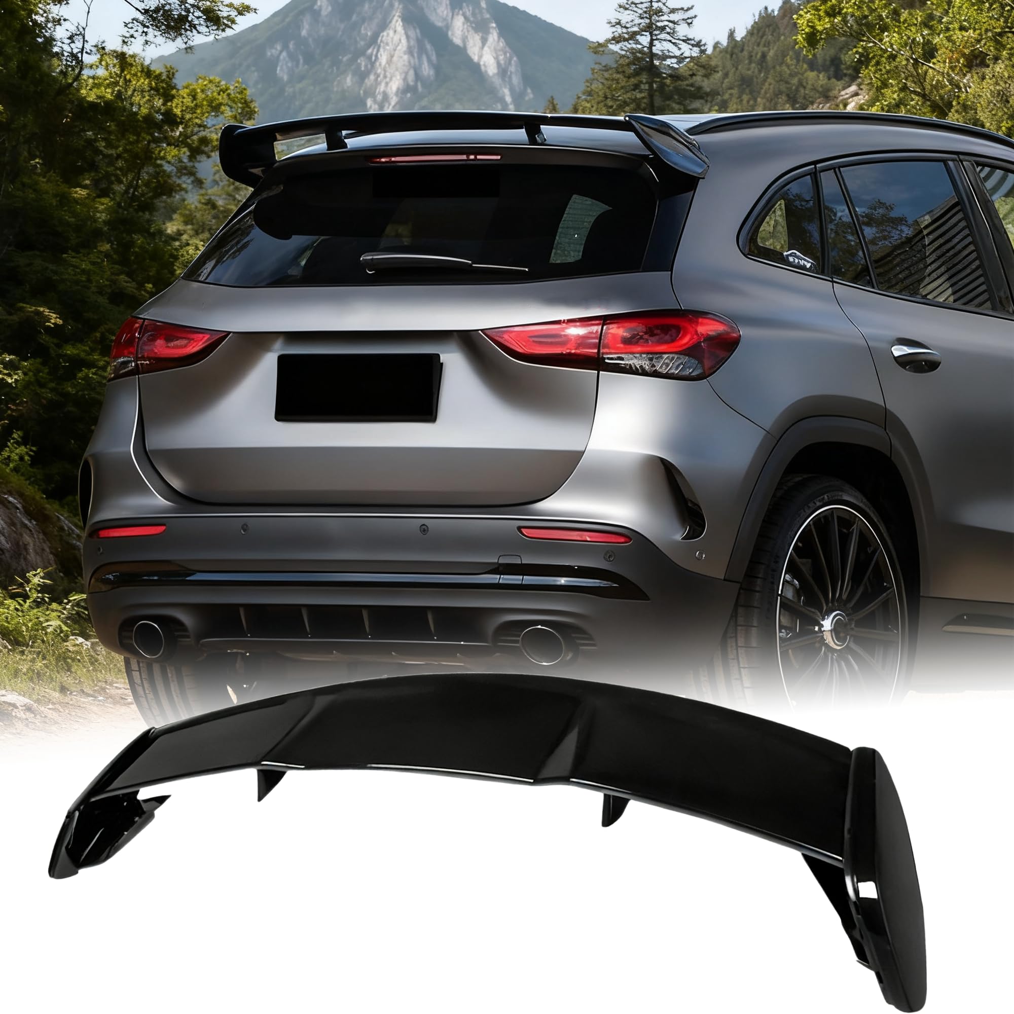 MUTUSAISI Aileron becquet arrière pour Mercedes Benz Classe GLA MK II H247 2020-2025 GLA35/ GLA45/ 180/200/ 220/250, Noir Brillant de Coffre Aile Spoiler de Toit Hayon Wing Arrière Accessoires