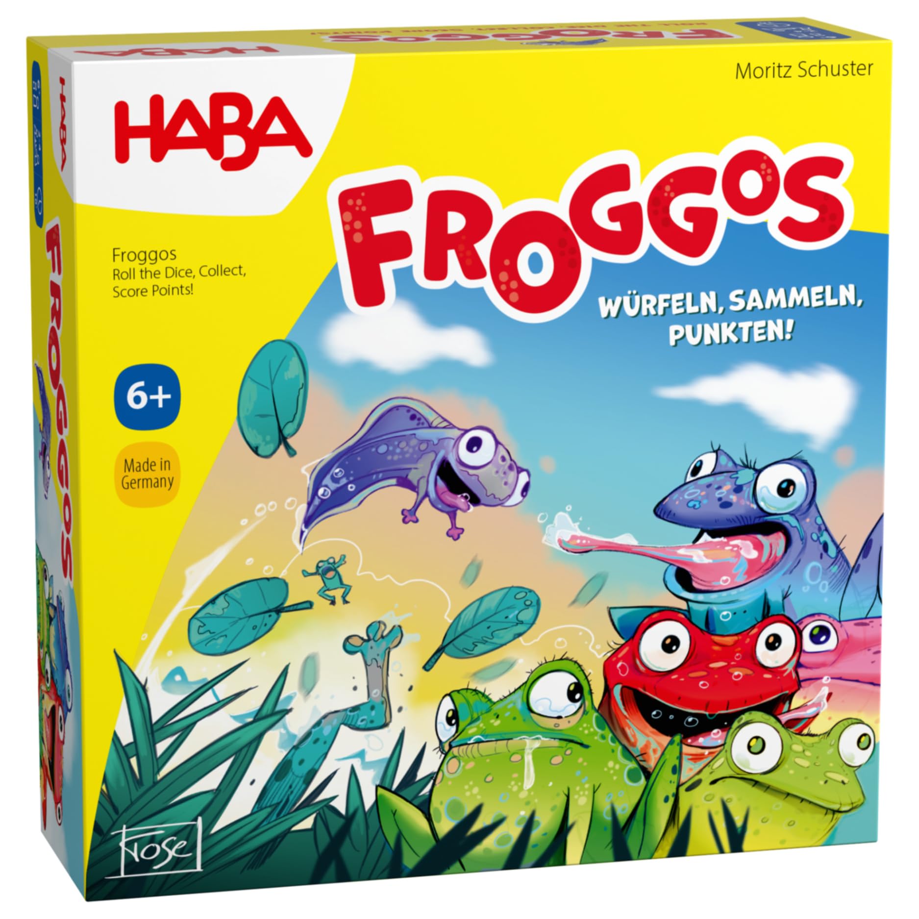 HABA Froggos 2012811001 - Gioco di dadi a partire dai 6 anni con treni sfacciati, per tutta la famiglia, gioco da viaggio compatto e gioco da viaggio