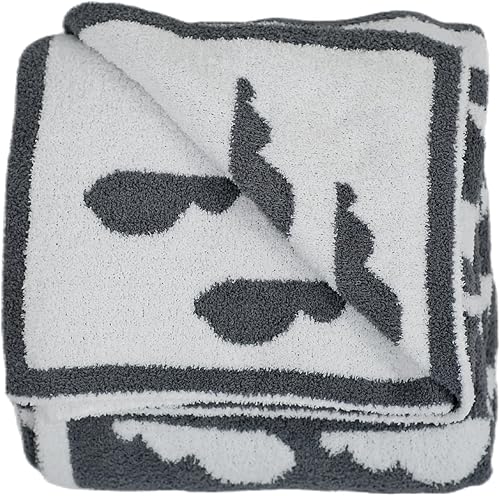 Miniatura 6 de Manta de punto para sofá, patrón de nubes, manta de felpa súper suave y ligera, cálida y acogedora manta de sofá cama, 50 x 60 pulgadas (gris)