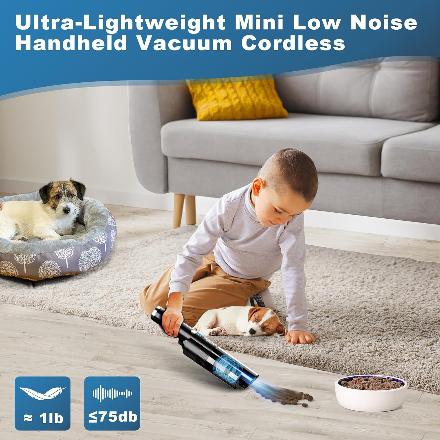 Handheld Vacuum Cordless,10KPA Powerful Suction Car Vacuum with 2-Speed, Vacuum Cleaner with Charging Dock, Portable Lightweight 4-in-1 Mini Hand Held Vacuum for Car Home Pet Office and Pet Hair - Image 6