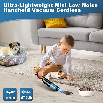 Handheld Vacuum Cordless,10KPA Powerful Suction Car Vacuum with 2-Speed, Vacuum Cleaner with Charging Dock, Portable Lightweight 4-in-1 Mini Hand Held Vacuum for Car Home Pet Office and Pet Hair