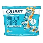 Quest Nutrition Cheddar & Sour Cream Protein Chips, 19g Protein, 4g Net Carbs, Low Carb, Gluten Free, 1.1 oz, 4 count