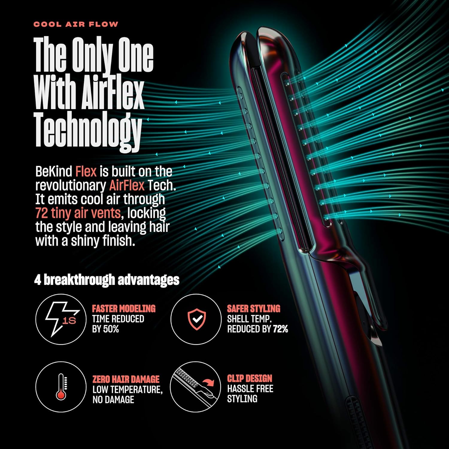 BeKind Flex 2-IN-1 360° Hair Styler Flat Iron, Hair Straightener and Curler for All Styles, Floating Plates Design, AirFlex Lower Temp for Better Styling, Gift For Girls And Women : Beauty & Personal Care