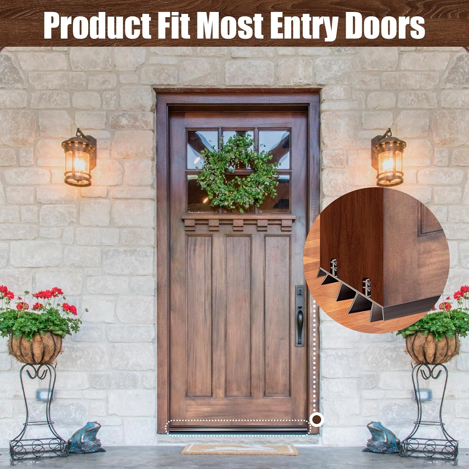 3PCS Replacement Door Bottom with Vinyl Fins 36" Long 1 3/4" Wide Threshold Seal Bottom of Door Weatherstrip Kerf Weather Stripping for 7/8" Between Barbs (Brown, Kerf Pre Cut)