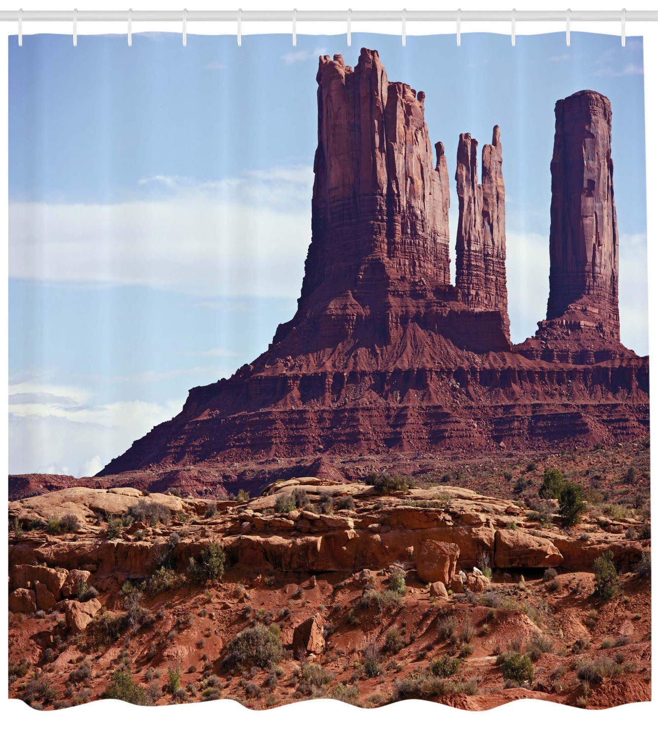 ABAKUHAUS Landscape Shower Curtain, Famous Monumental Valley Grand Canyon and Red Rocky Cliffs Usa Arizona Photo Print - Image 2