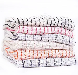 World's Best Kitchen Dish Cloths - Set of 6 Assorted Dishcloths for Washing Dishes - Absorbent Poly Cotton Waffle Weave Dish Rags, Made in USA