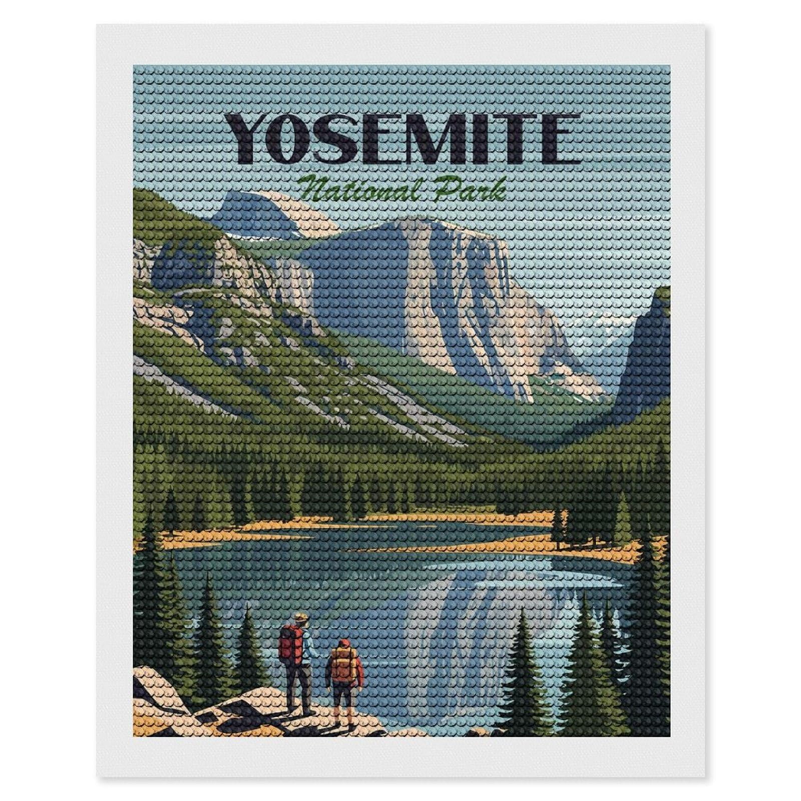 Junmoney Yosemite National Park Diamond Painting Kit 16"x20", Thoughtful Handmade Gift, for Creative Relaxation, Printed Canvas, Cosy Home Accent