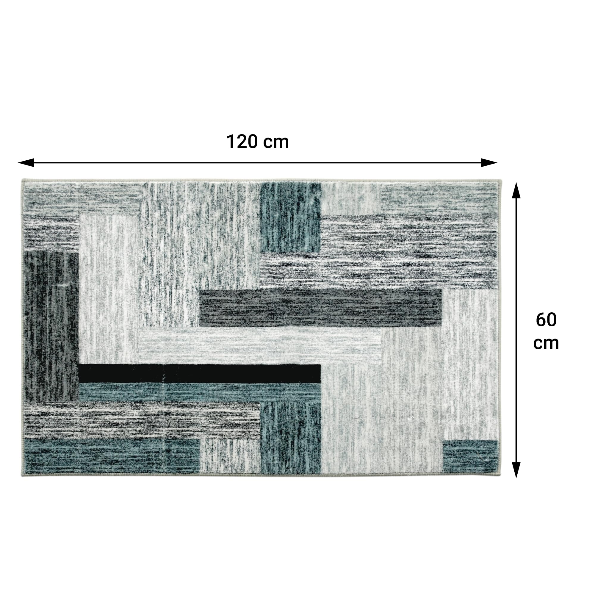 Comart, Alfombra Shedir de Pelo Corto Suave para salón o Dormitorio, diseño Moderno y Elegante, decoración clásica y contemporánea, Estampada, Gris y Azul, 60 x 120 cm