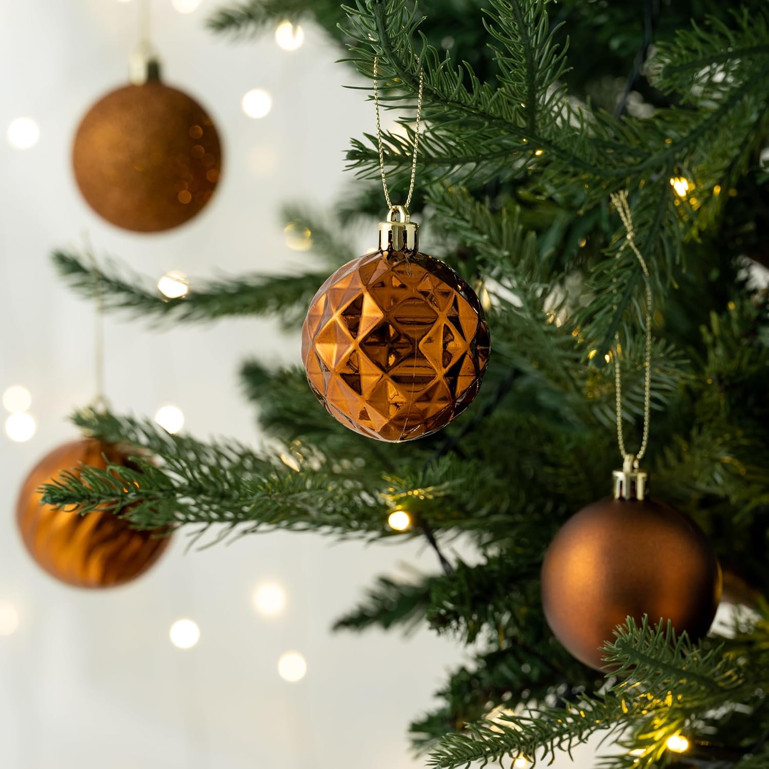 Valery Madelyn Christmas Tree Decorations Ornament Set Decor, 24ct 2.36 Inches Bronze Brown Shatterproof Christmas Ball Ornaments Hanging Xmas Holiday Party Decor