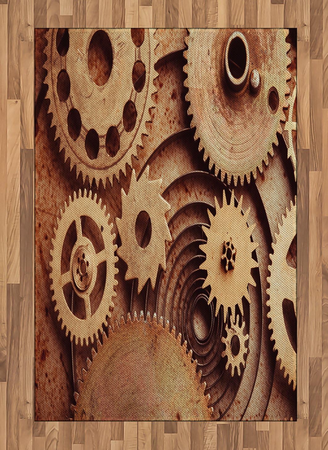 Ambesonne Industrial Area Rug, Inside The Clocks Theme