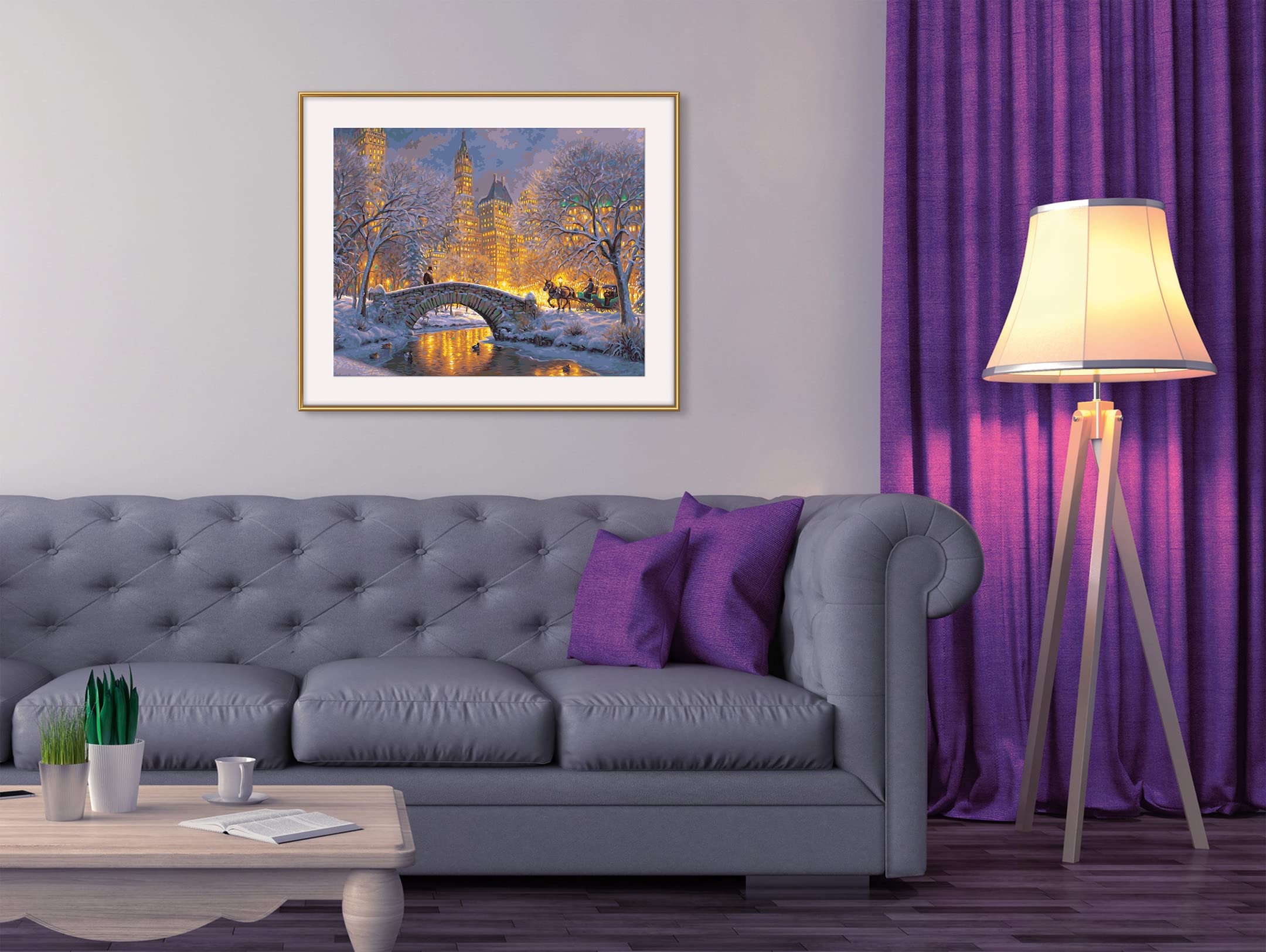 Schipper 609130874 Peinture par numéros - Nuit silencieuse au Central Park - Peinture pour adultes avec pinceaux et peintures acryliques 40 x 50 cm