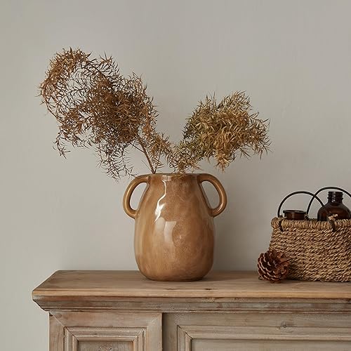Miniatura 7 de Florero de cerámica marrón decorativo moderno jarrón de arcilla pequeño jarrón rústico de terracota para sala de estar, centros de mesa, comedor,