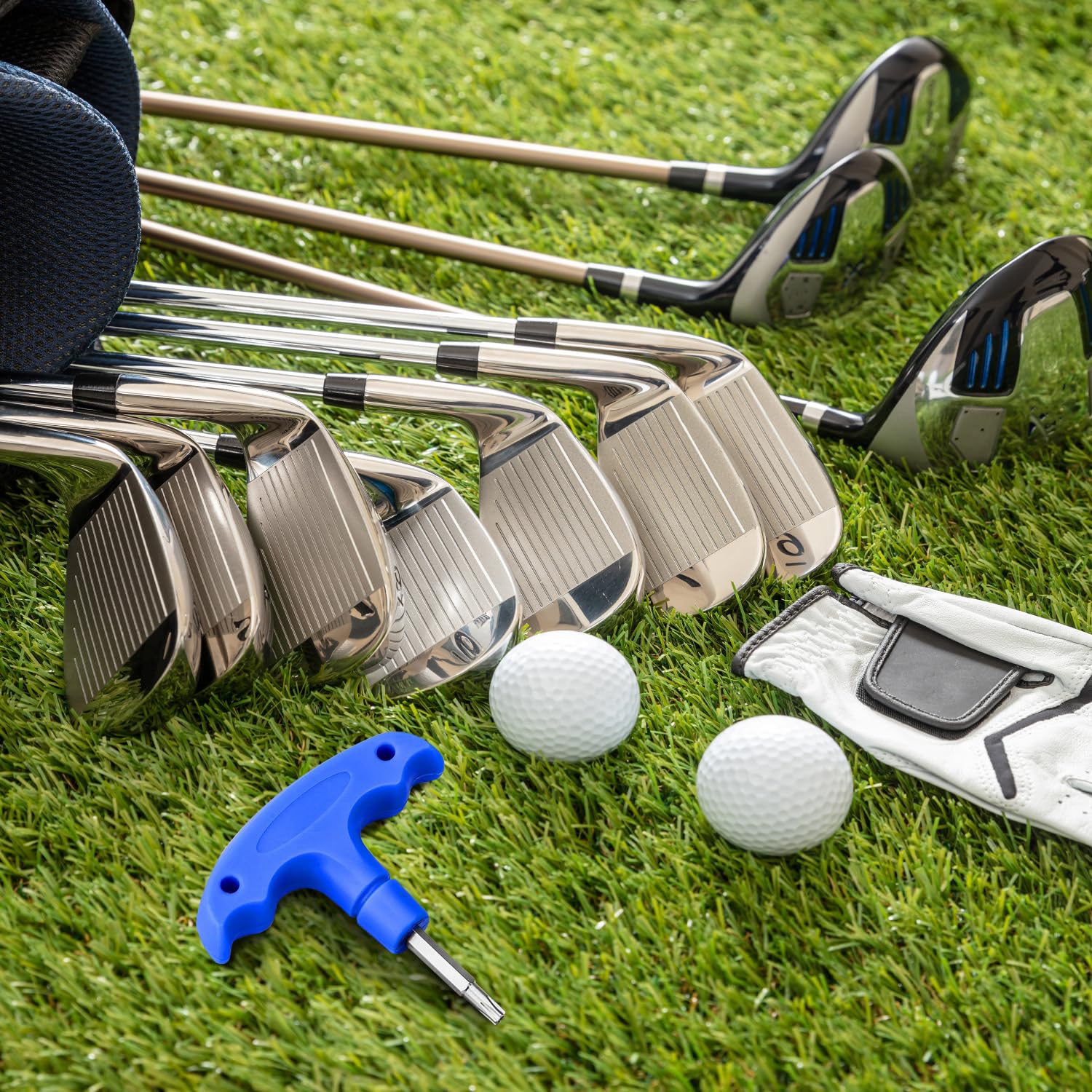 Llave Dinamométrica para Golf, Herramienta de Ajuste de Cabeza de Palos, Adaptador de Eje Azul