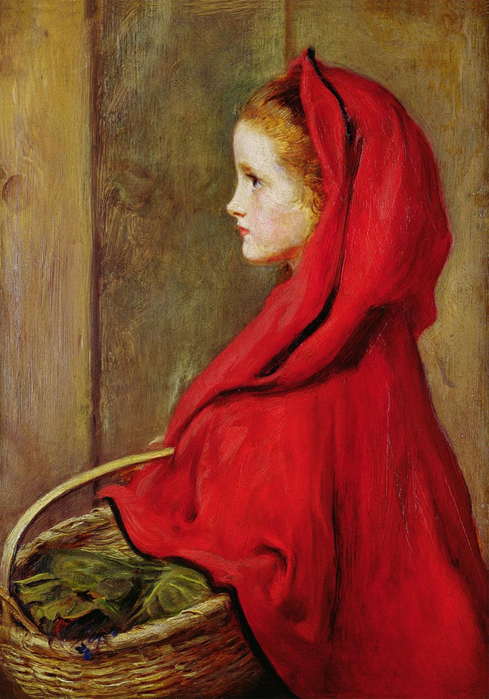 SERENDIPITP Vintage Picture Print on Canvas Wall Art Poster Red Riding Hood by John Everett Millais Artwork Print Poster for Wall Decor 60x90cm
