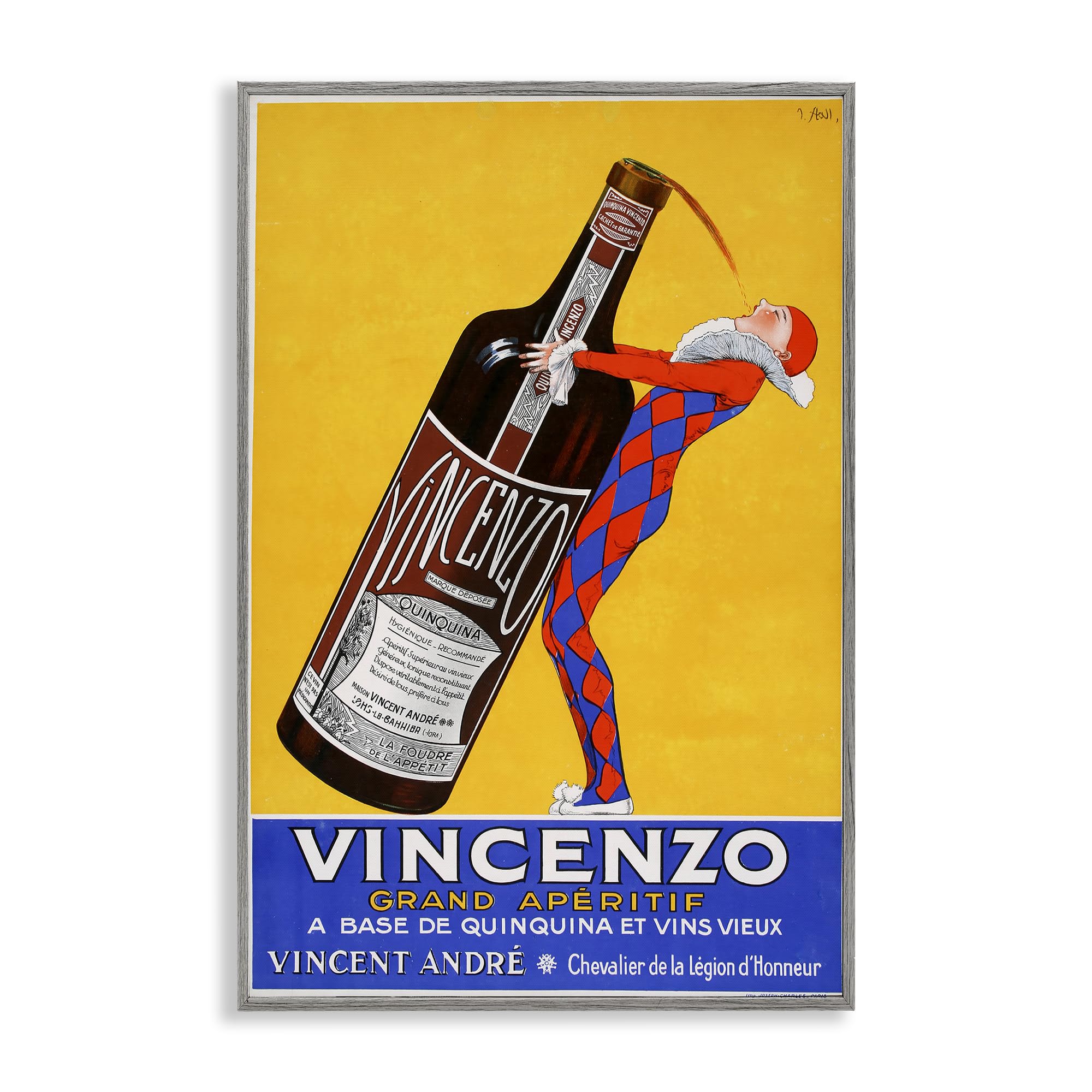 Stupell Industries Farmhouse Gray (Textured) 'Vincenzo Vintage Wine'| Framed Giclee Art