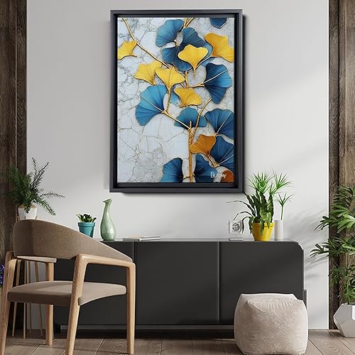 Miniatura 5 de Gold Turquoise Ginkgo Leaf Print, Captivating Plants Wall Art, Ginkgo Biloba Leaf Print Painting, Embrace the Serenity of Nature