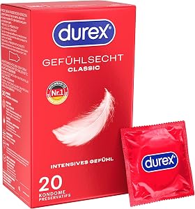 Durex Gefühlsecht Classic Kondome dünn, 20 Stück, sicher & bequem