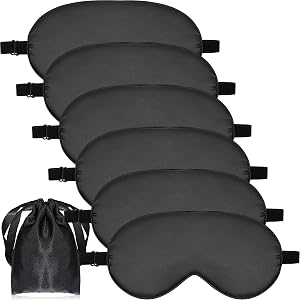 6 Pieces Natural Silk Sleep Mask Soft Eye Mask Adjustable Strap Blindfold Eyeshade Smooth Comfortable Eye Cover with