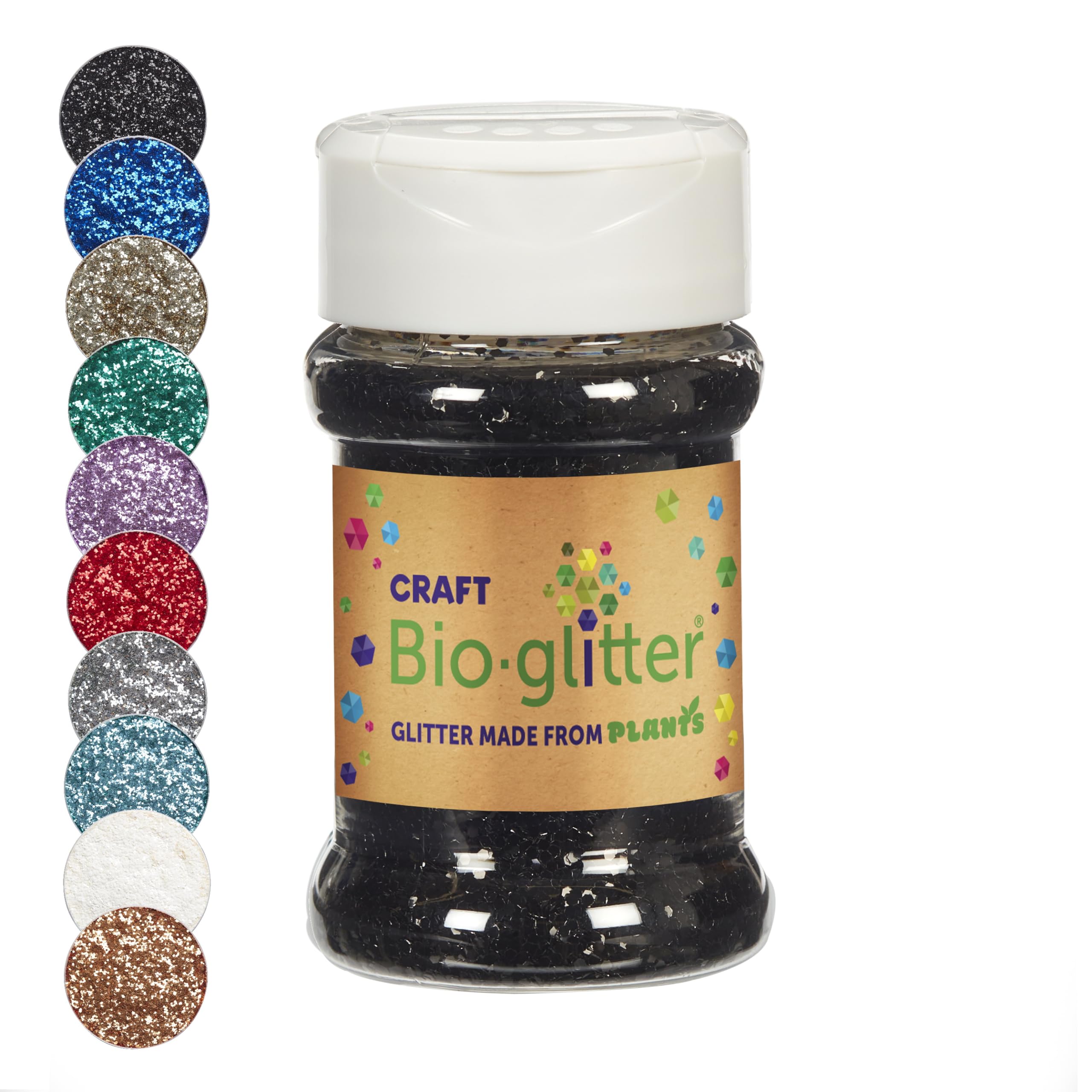 Craft Biodegradable Glitter, Chunky Glitter, Arts and Crafts for Kids, Card Making, Decorations, Candle Making, Eco-Friendly, Cruelty Free - Black - 40g x 10