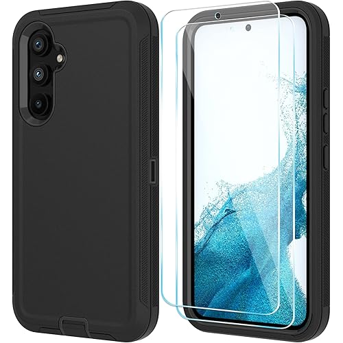 ONOLA Phone Case for Samsung Galaxy S23 Plus Case with HD Screen Protector, Heavy Duty Shockproof & Dropproof 3-Layer Cover Phone Case for Galaxy S23 Plus 6.6'',Black