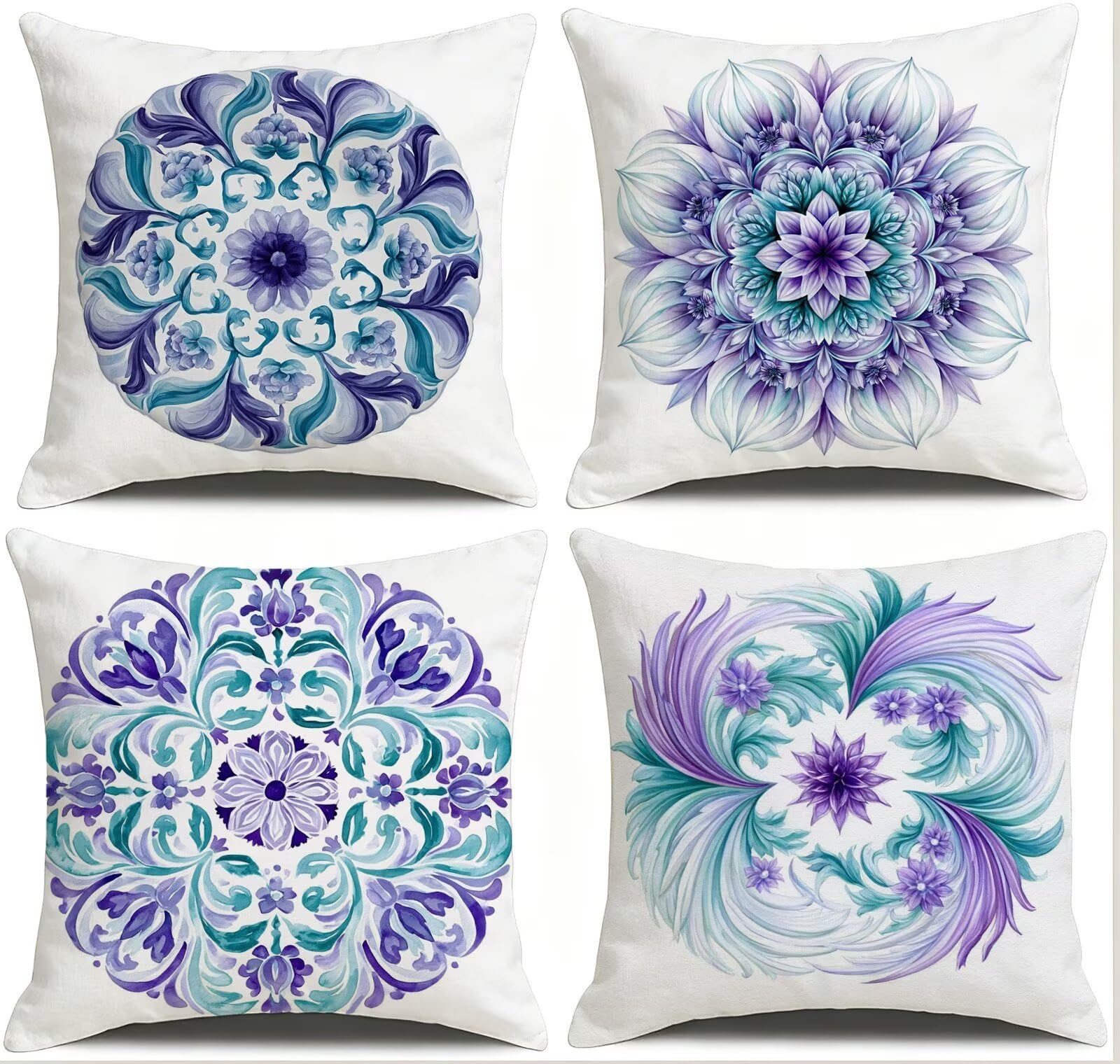 Lila Kissenbezug 50x50cm 4er Set Outdoor Kissen Dekokissen, Cod-749