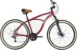 BICICLETA BEACH ALUMINIO FREIO A DISCO RINO - CAMBIOS SH 21V - CUBO ROLETADO (18, Vermelho)