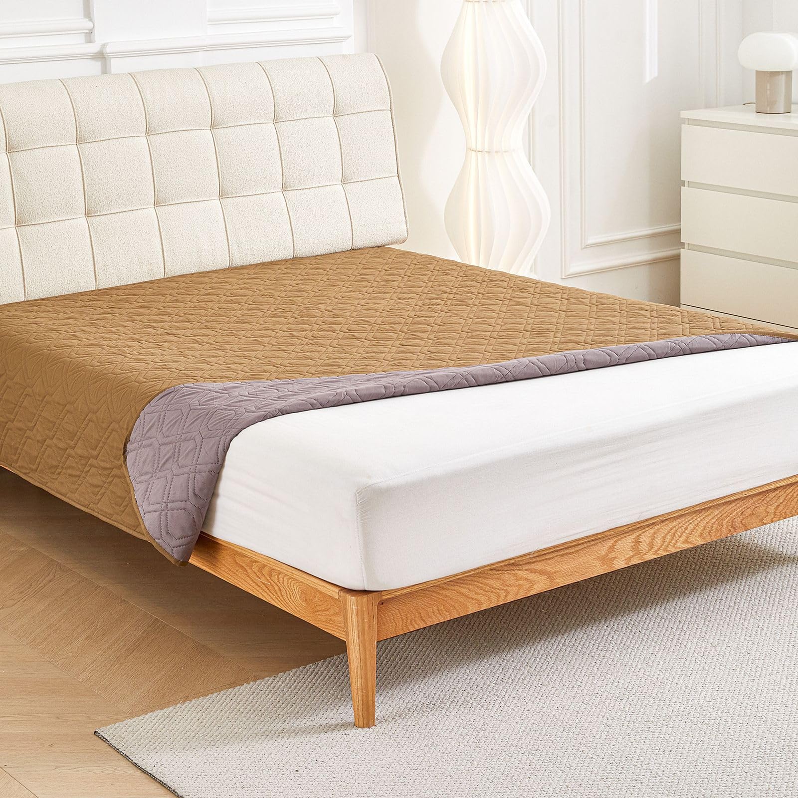 FANSU Empapadores Cama Adultos Absorbente, Protector Colchon Antideslizante Transpirable, Protector de Cama Reutilizable Reversible,para Incontinencia para Silla de Ruedas (Marrón,210x305cm)