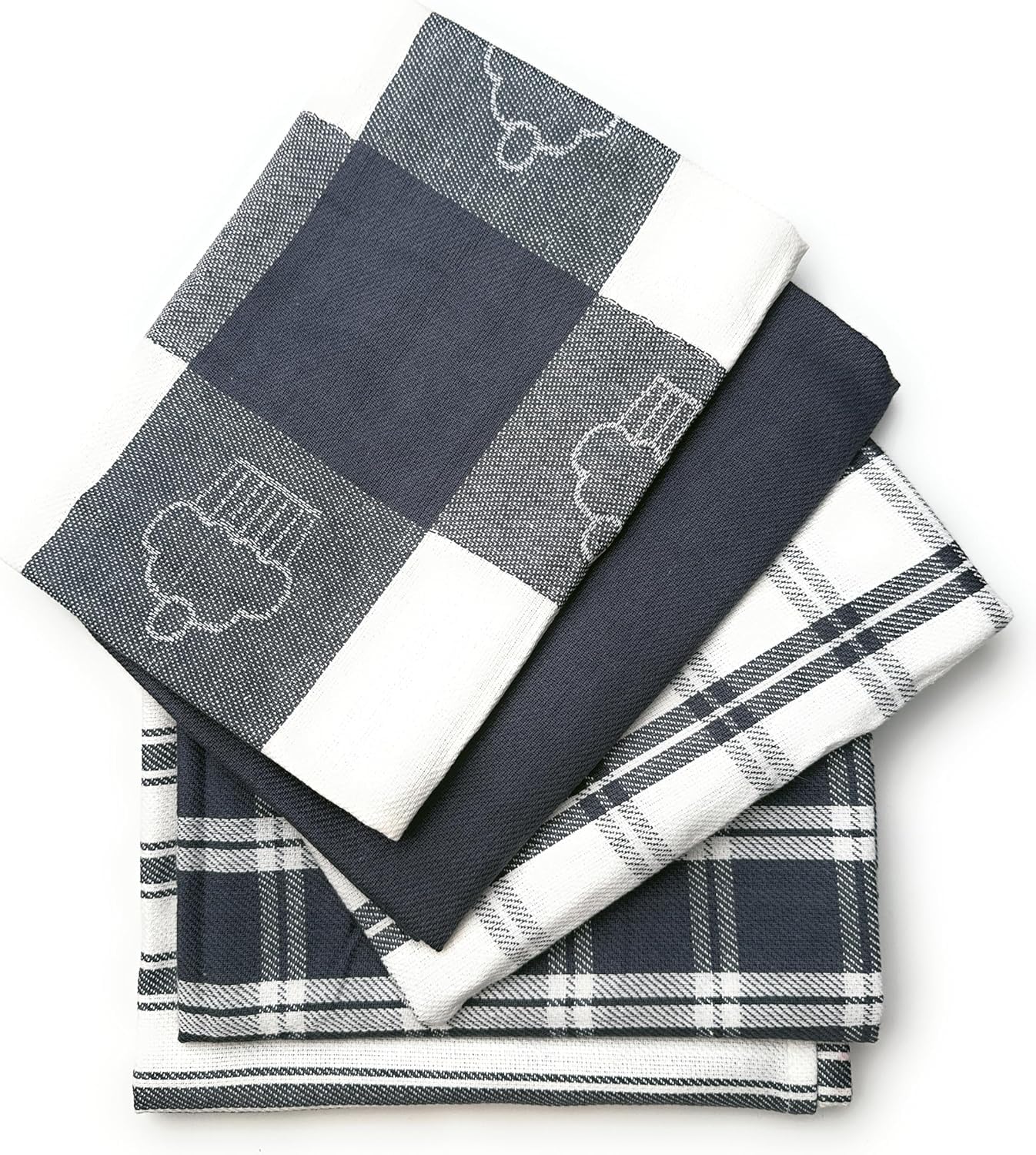 LivinEase Premium Kitchen Towels - Cotton 70 x 50 cm - 5 Cloths 100% Oeko-Tex Certified Cotton - Super Absorbent Package
