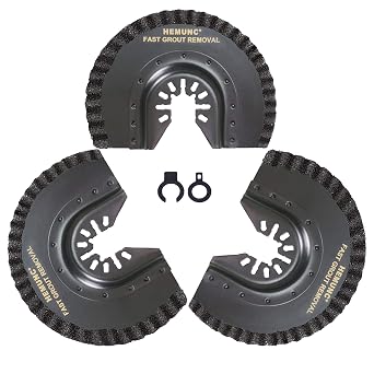 3pcs Oscillating Tool Blades for Grout Removal Tile Mortar Concrete Masonry 1/8, Fit for Dewalt Milwukee Rockwell Bosch Dremel Ryobi Ridgid Multitool