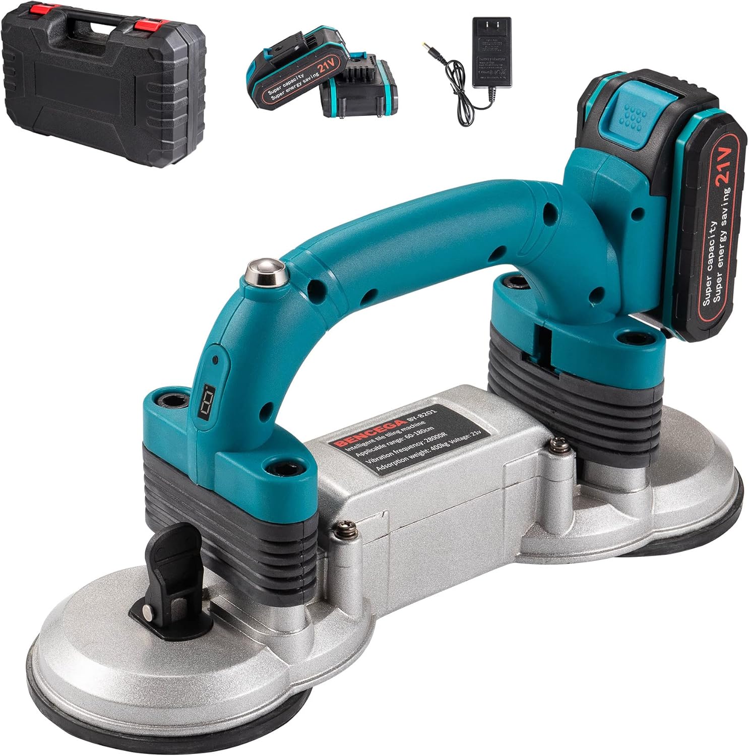 Tile Vibration Tool with Double Suction Cup, 21V 15000mAh Handheld