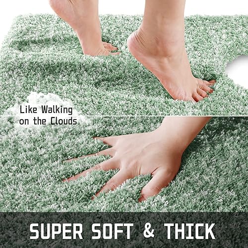 Miniatura 4 de Yimobra Juego de 2 alfombras de baño esponjosas con forma de U, alfombra de baño suave y cómoda antideslizante, alfombra de ducha de felpa gruesa,