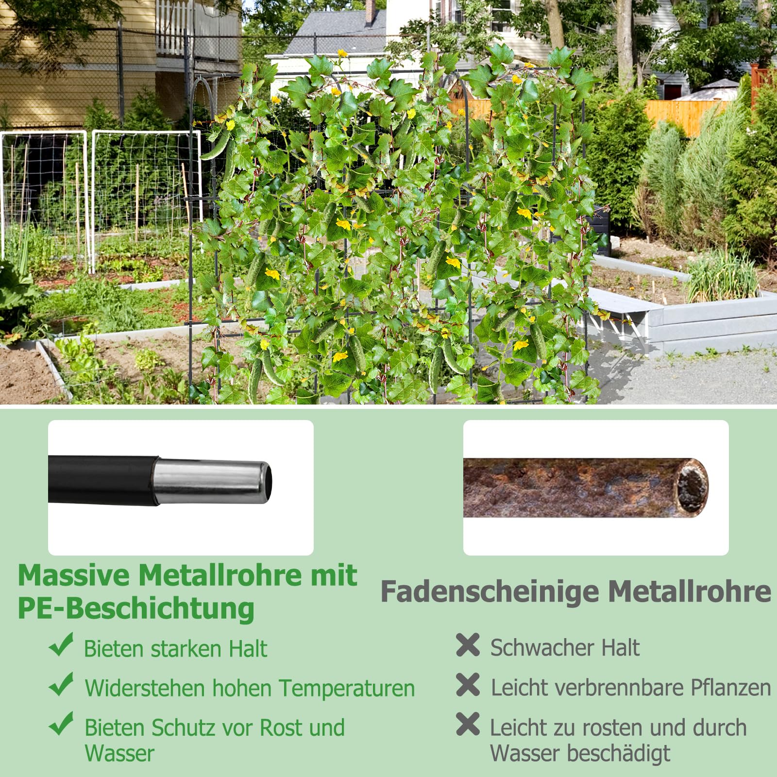 COSTWAY Zestaw podpórek do roślin pnących, regulowana szerokość, kratka dla roślin pnących, kwiatów, warzyw, pergola do roślin, czarna, 179 x 32-65 x 180 cm