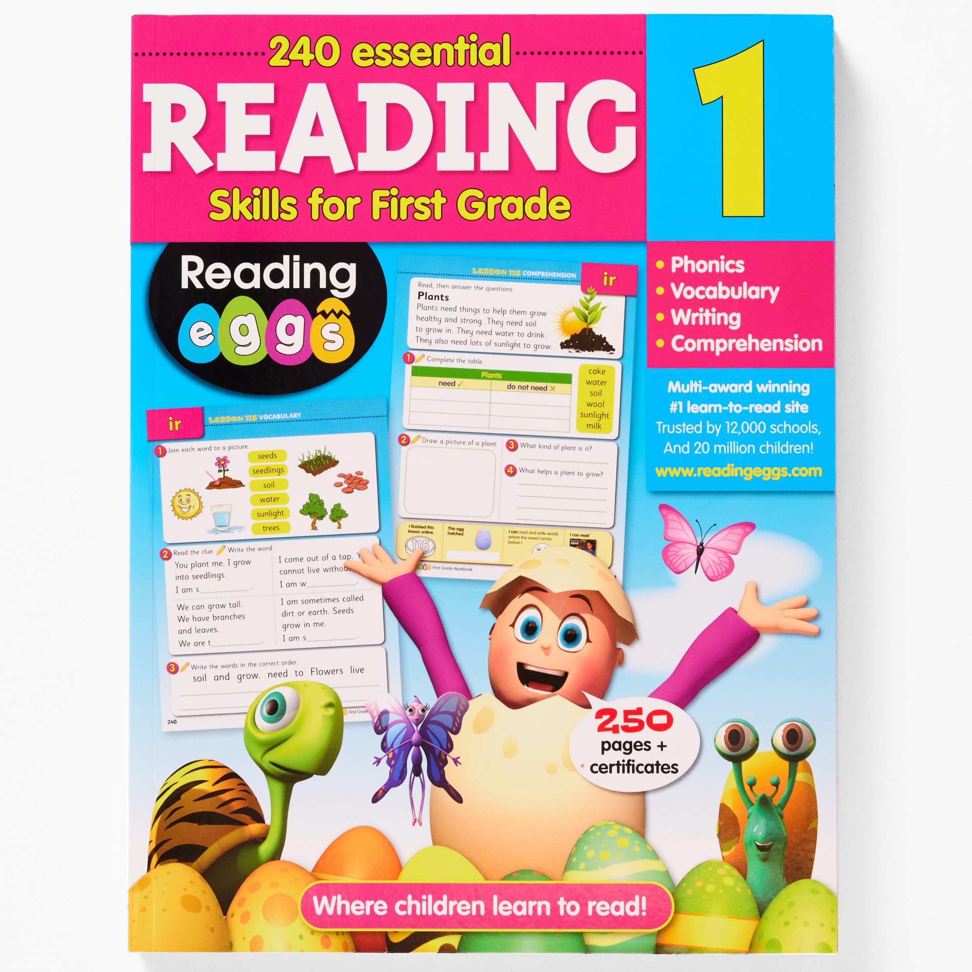 Grade 1 Reading Workbook Ages 5–7: 240 Essential Reading Skills – Phonics, Vocabulary, Sight Words, Reading Practice & Comprehension, Handwriting, Yearly Planner, 278 Full-Color Pages – Reading Eggs