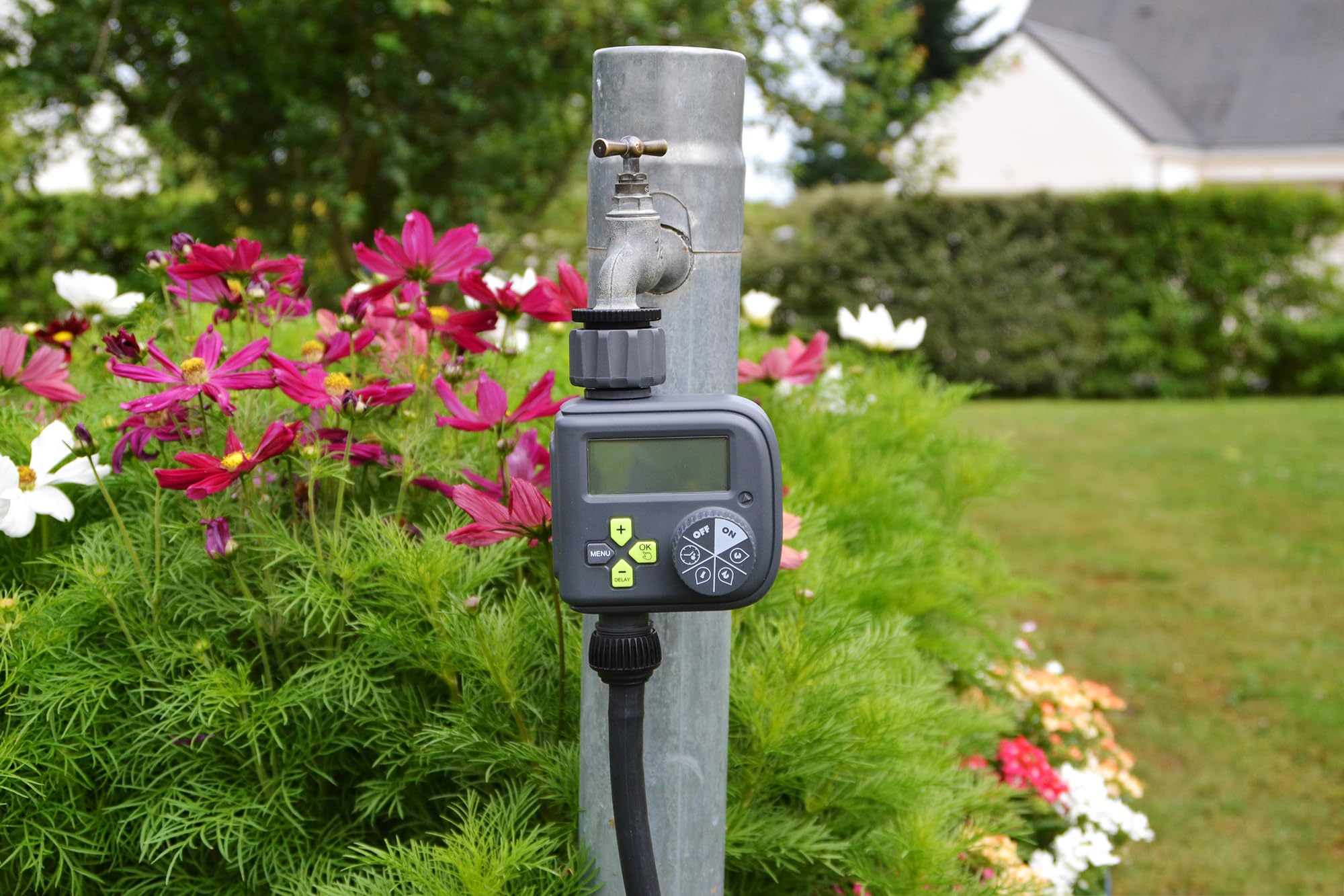 Jardibric - Programmateur Arrosage Digital 36 Programmes - Minuteur Arrosage Automatique avec Rain Delay Débit 1320 L/h