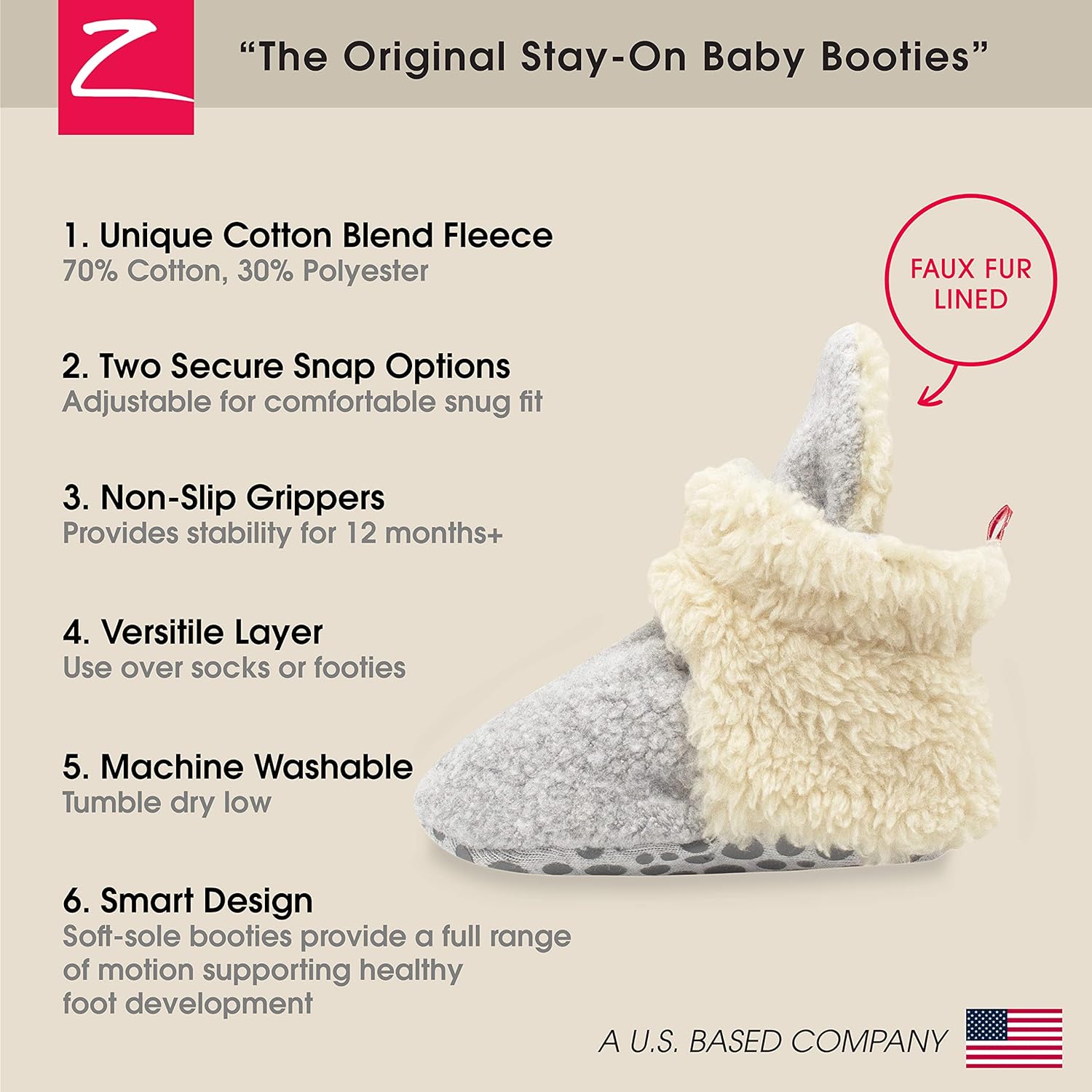 Zutano unisex-baby Cozie Fleece Baby Booties With Grippers - Image 3