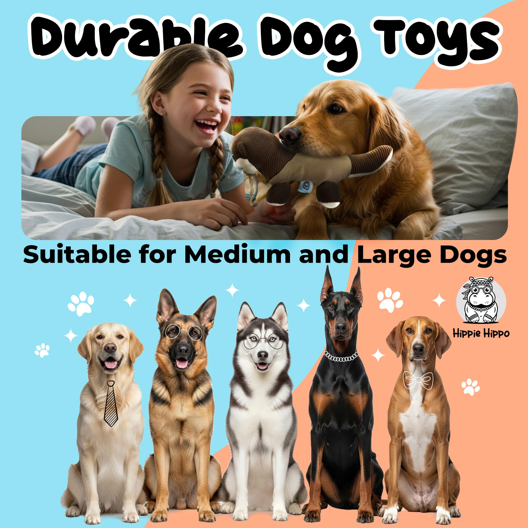 Niedliches Otter-Hundespielzeug, entzückendes und langlebiges Plüsch-Kauspielzeug mit Glockenklang, robustes Stofftierspielzeug für mittelgroße und große Hunde zum Kuscheln und Spielen