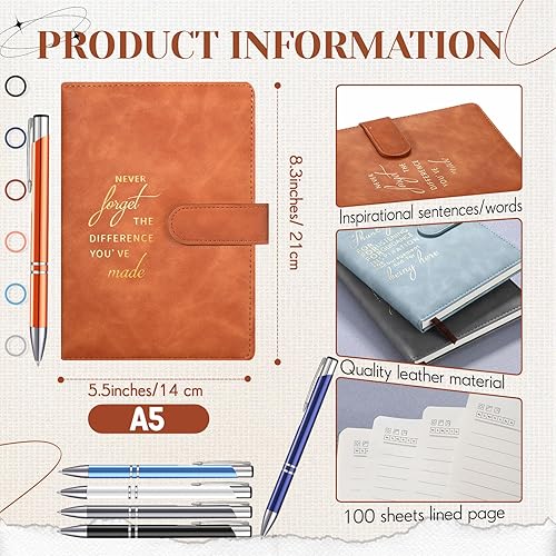 Miniatura 2 de Ctosree 48 piezas de regalos de agradecimiento a los empleados, diarios de cuero con bolígrafos A5, cuadernos motivacionales A5, juego de regalo