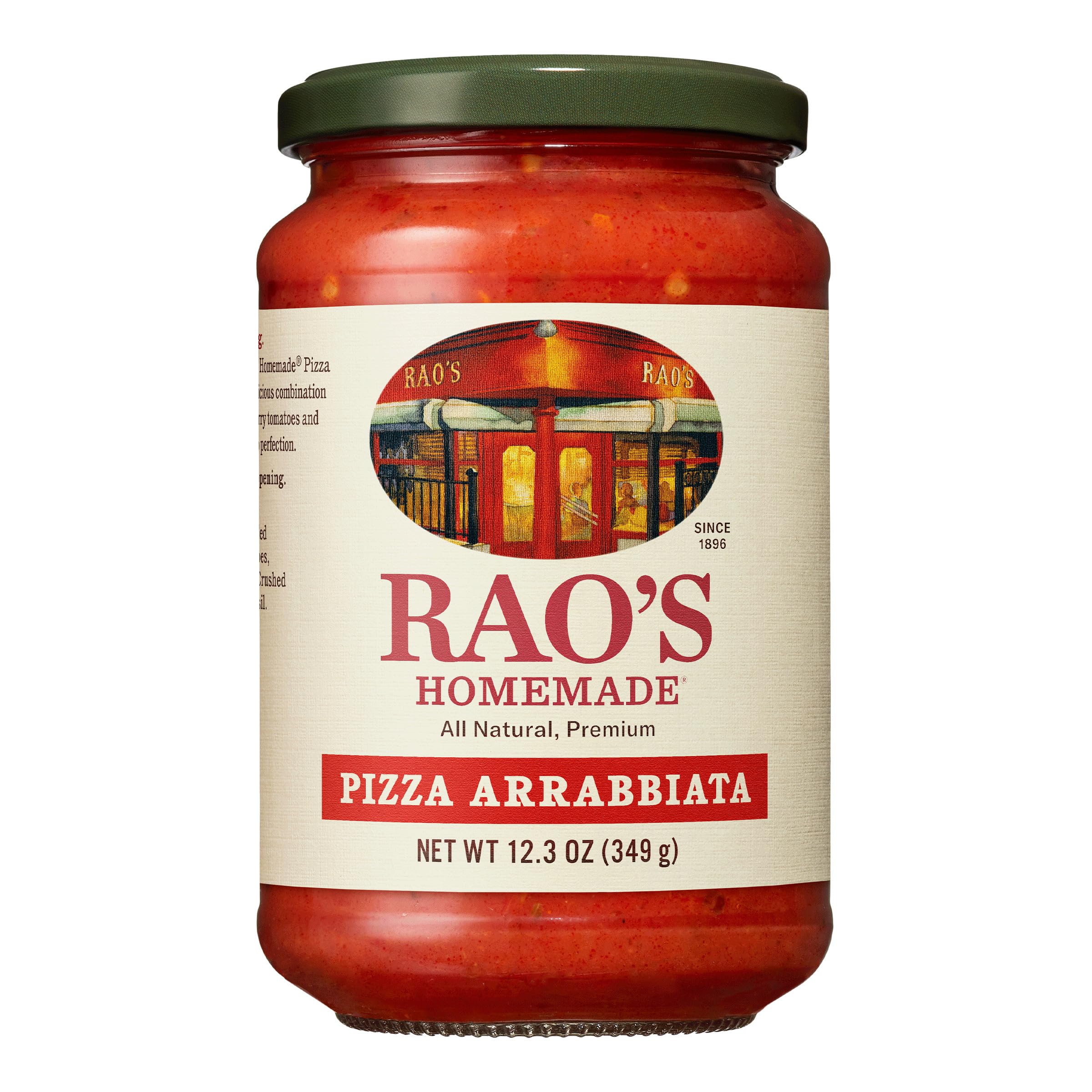 Rao's Homemade Pizza Arrabbiata Sauce, 12.3 oz, Spicy, Keto Friendly, Tomato Sauce, Premium Quality Tomatoes from Italy, Natural Herbs, and Olive Oil