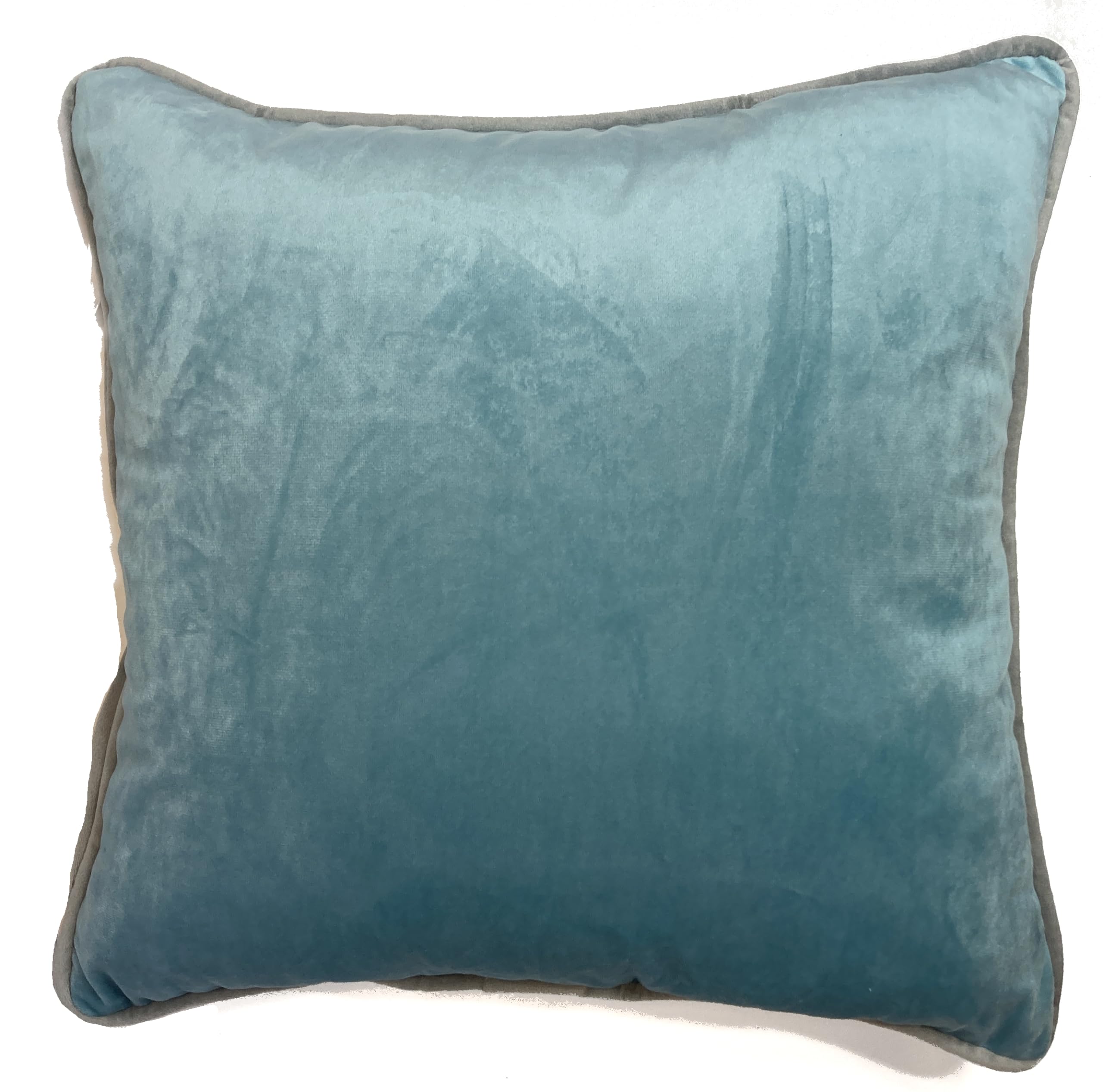 Rapport home Piped Velvet Square Reversible Cushion Cover 43 x 43cm Duck Egg and Silver