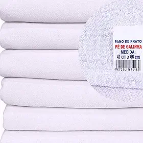 10 Panos de Prato Pé de Galinha 100% Algodão Branco Alta Absorção 41X66cm