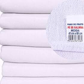 10 Panos de Prato Pé de Galinha 100% Algodão Branco Alta Absorção 41X66cm