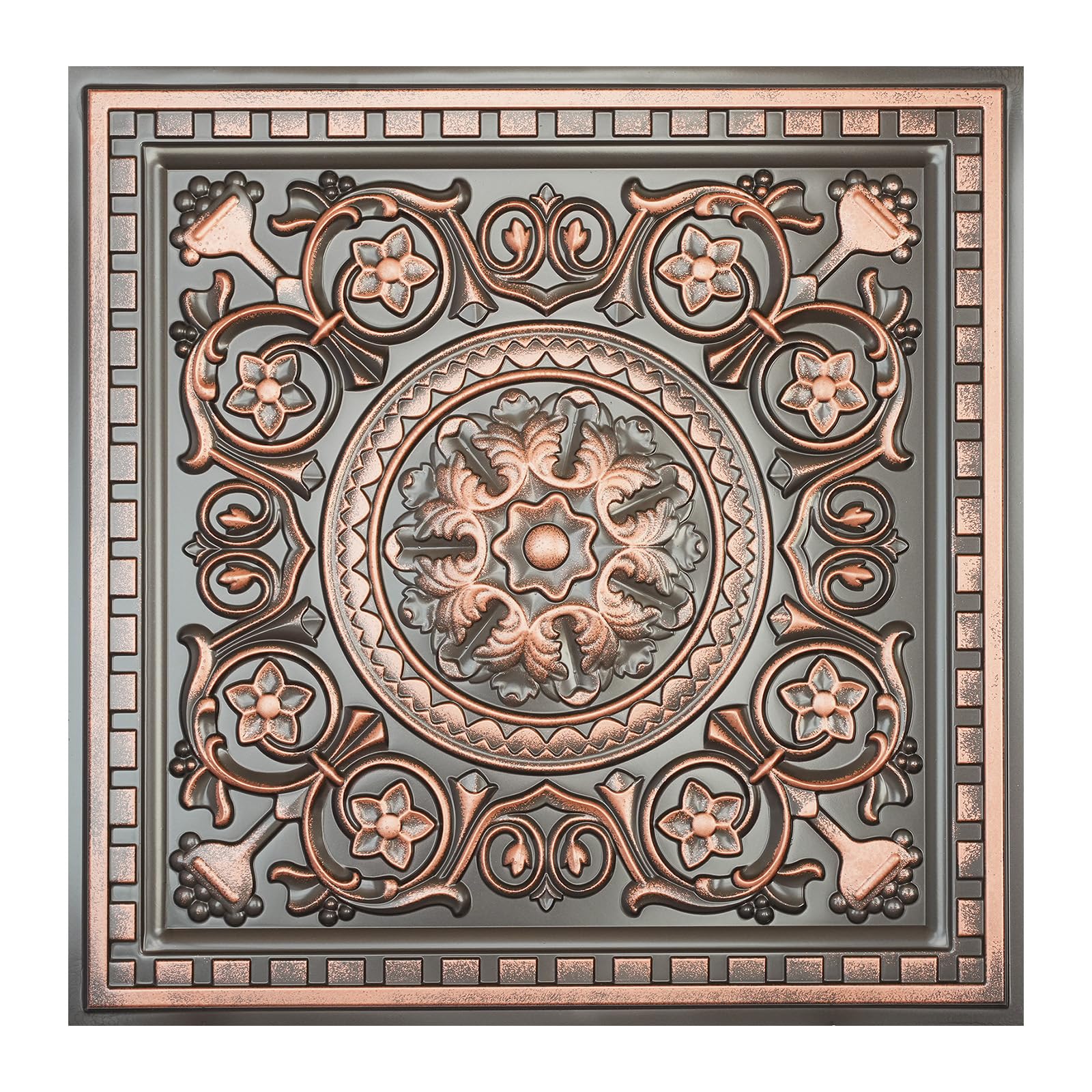 PAINTSDECOR Decorative Fancy Tiles, Easy to Install PVC Panels, for Barber House 24 x24in PL83 10Piece (Traditional Copper)