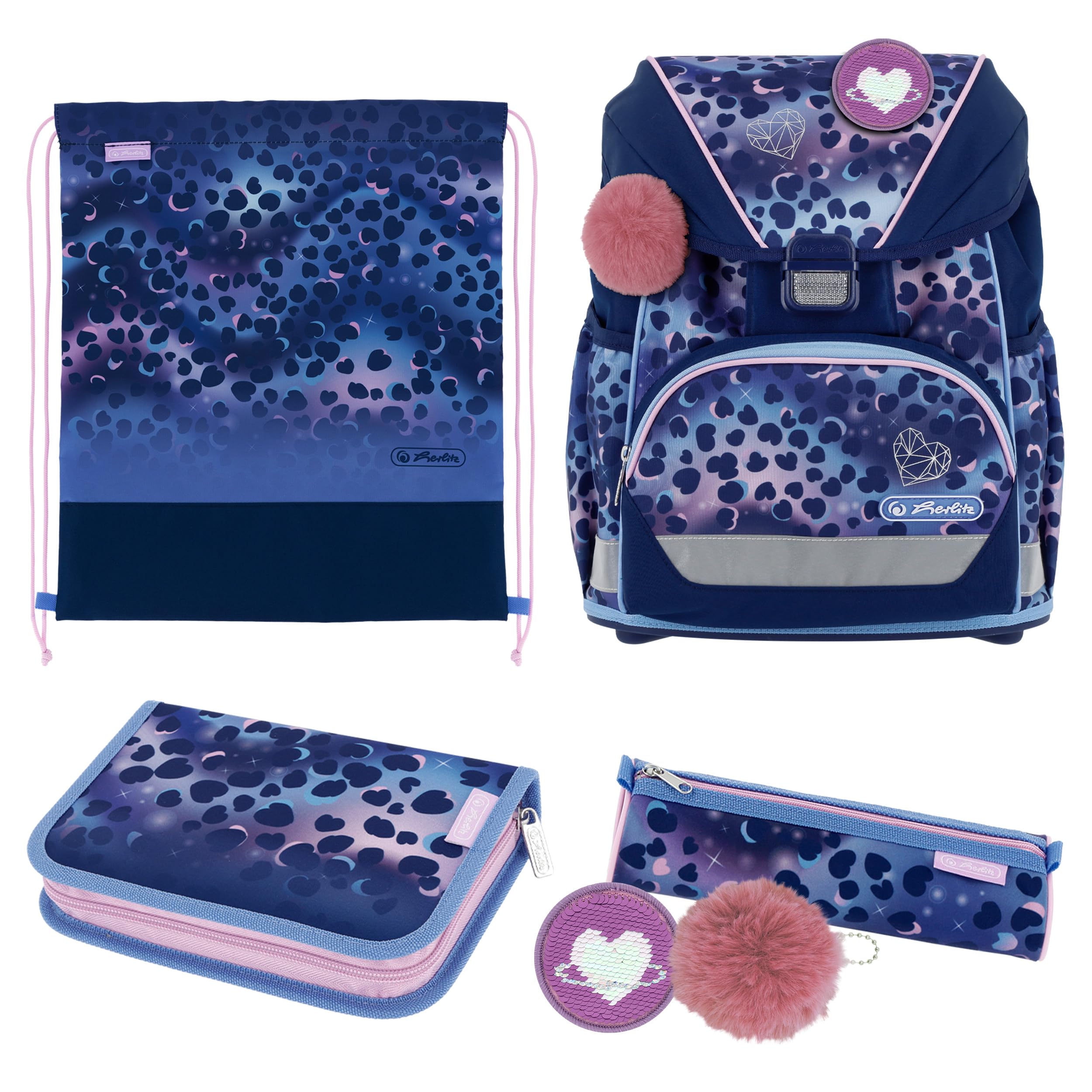 herlitz Schulranzen Set 6-teilig Ultralight XL Ergonomische Schultasche 1.Klasse Junge Mädchen Kinder 22 L